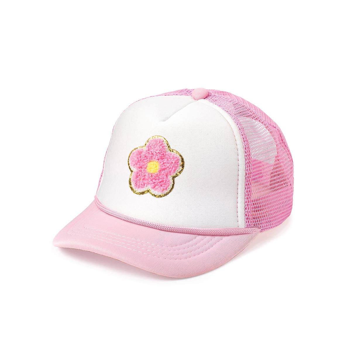 Daisy Patch Trucker Hat - Pink/White - Kids Spring Hat