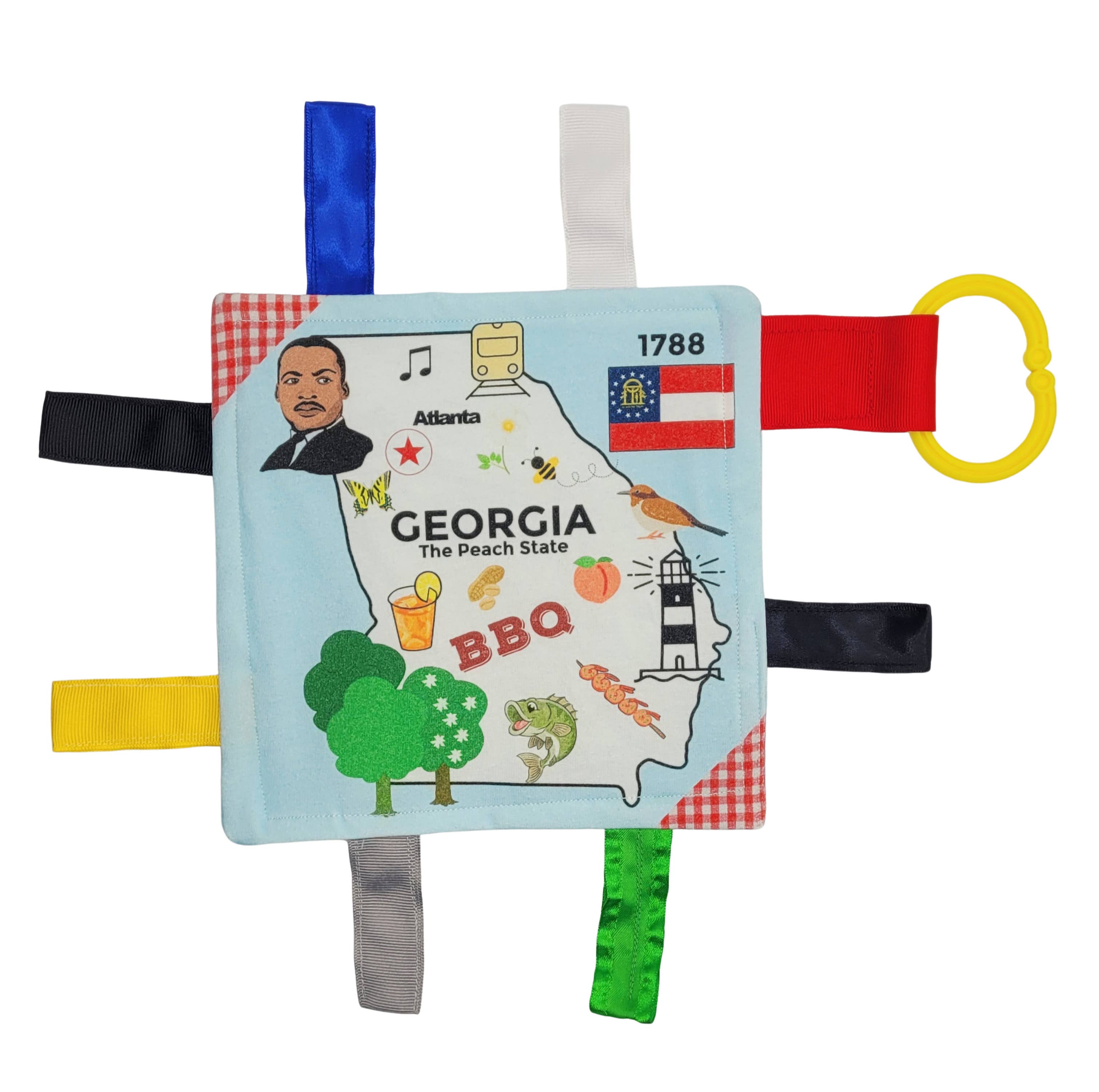 Georgia State Baby Learning Crinkle Tag Square 8"x 8" Toy