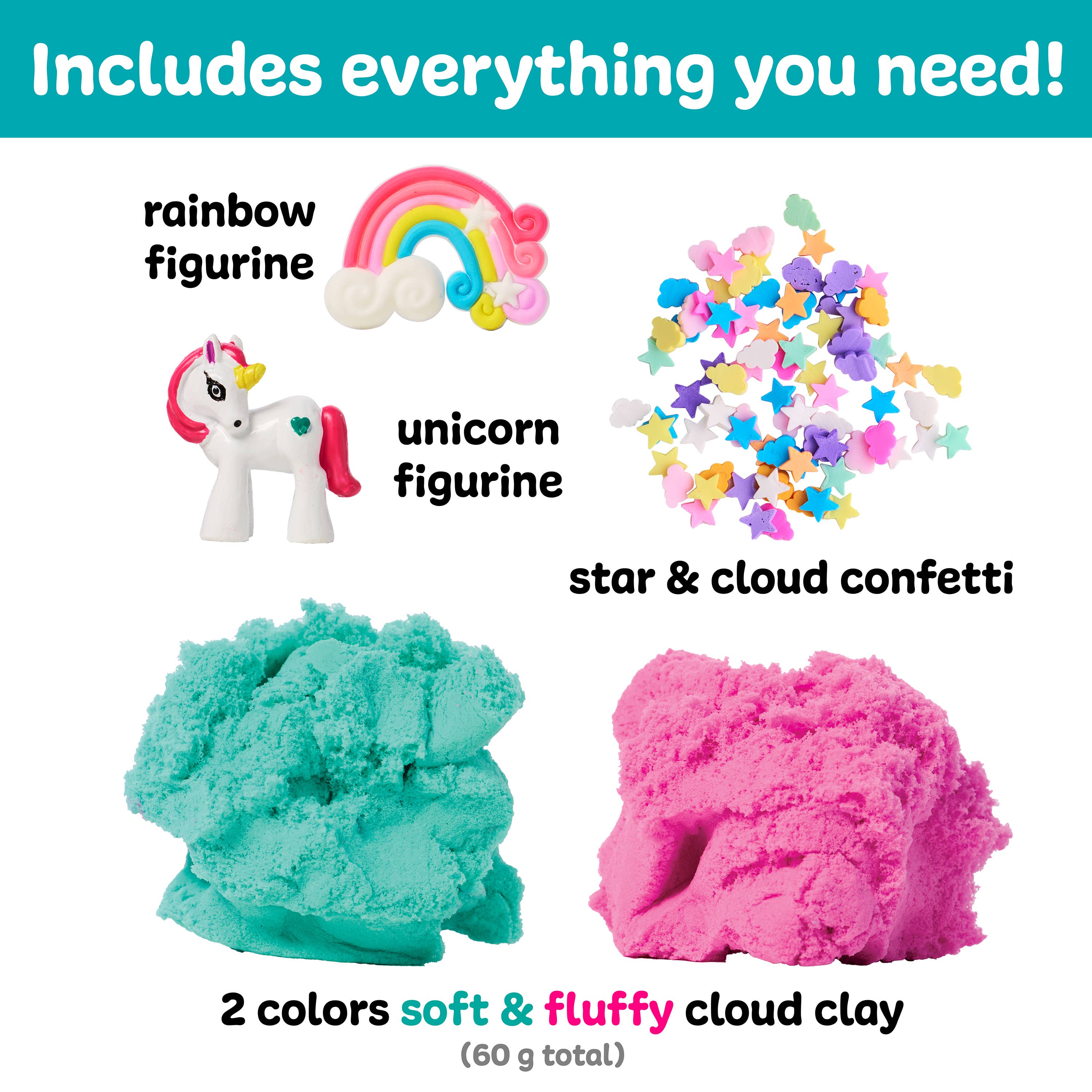 Sensory Mini Play Kit Jar with Cloud Clay: Unicorn Theme