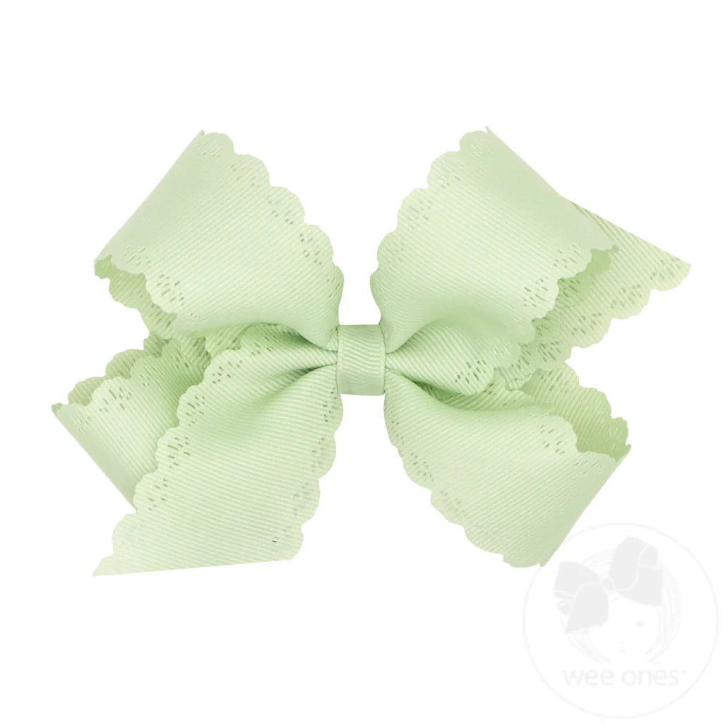 Small King Grosgrain Bow with Eyelet Flower Embossed Edges