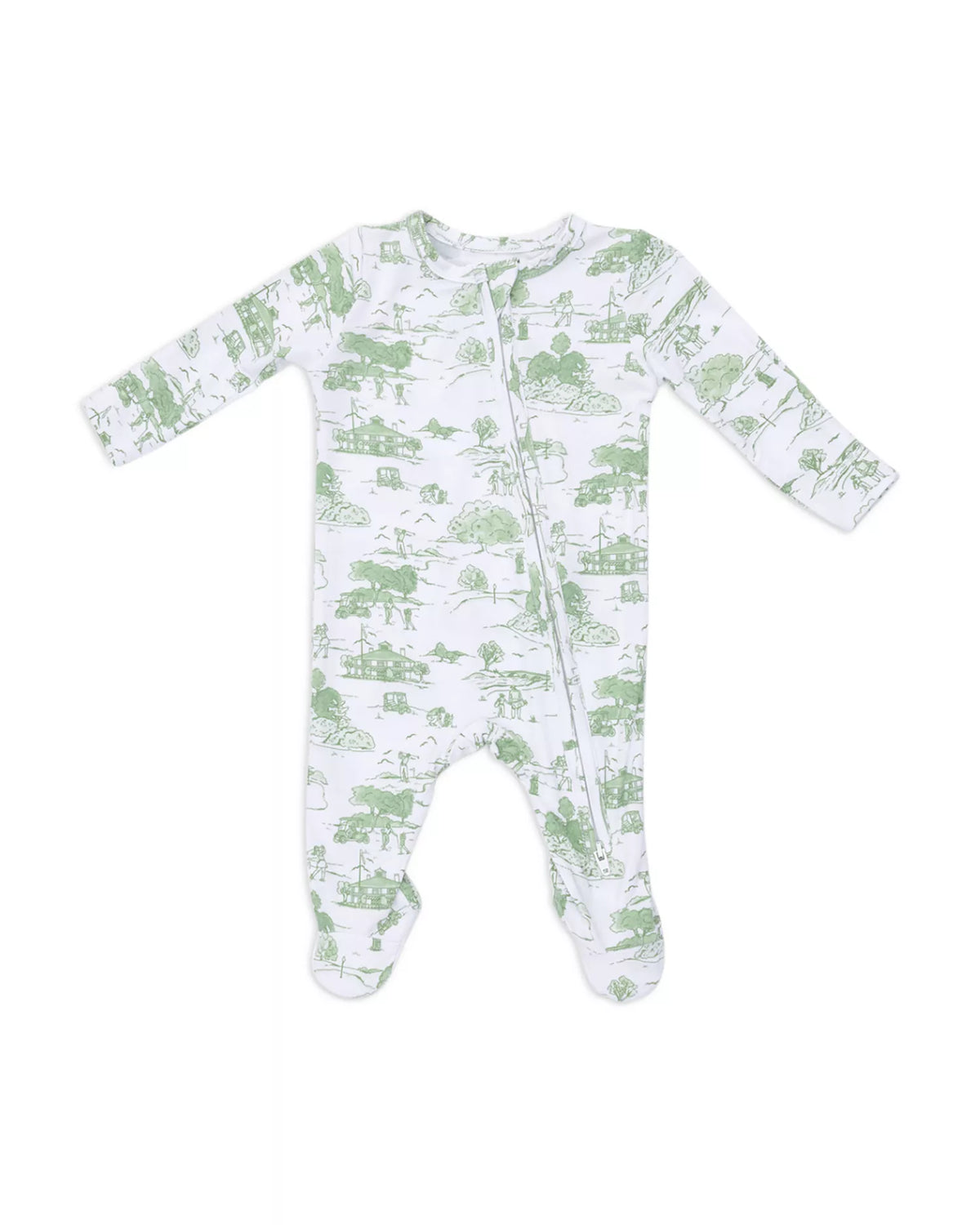 Golf Toile Green - 2 Way Zipper Footie