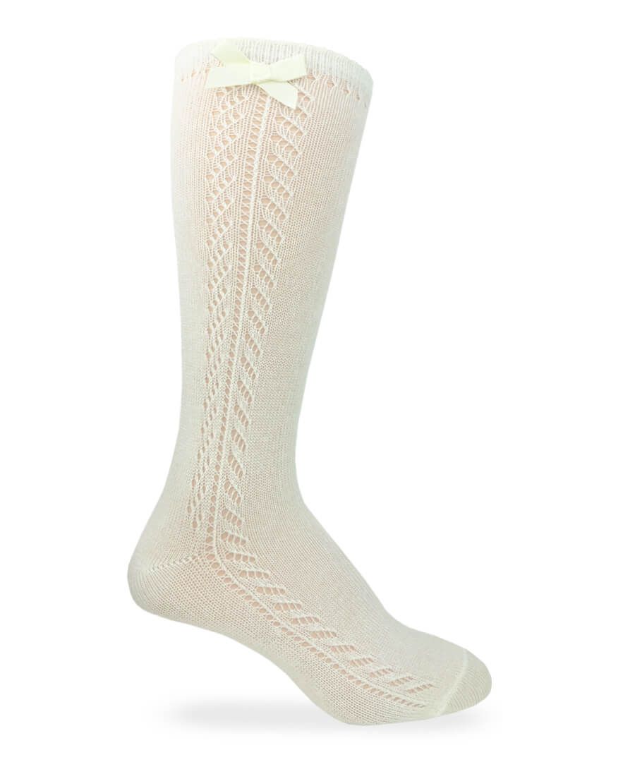 Pointelle Bow Knee High Socks