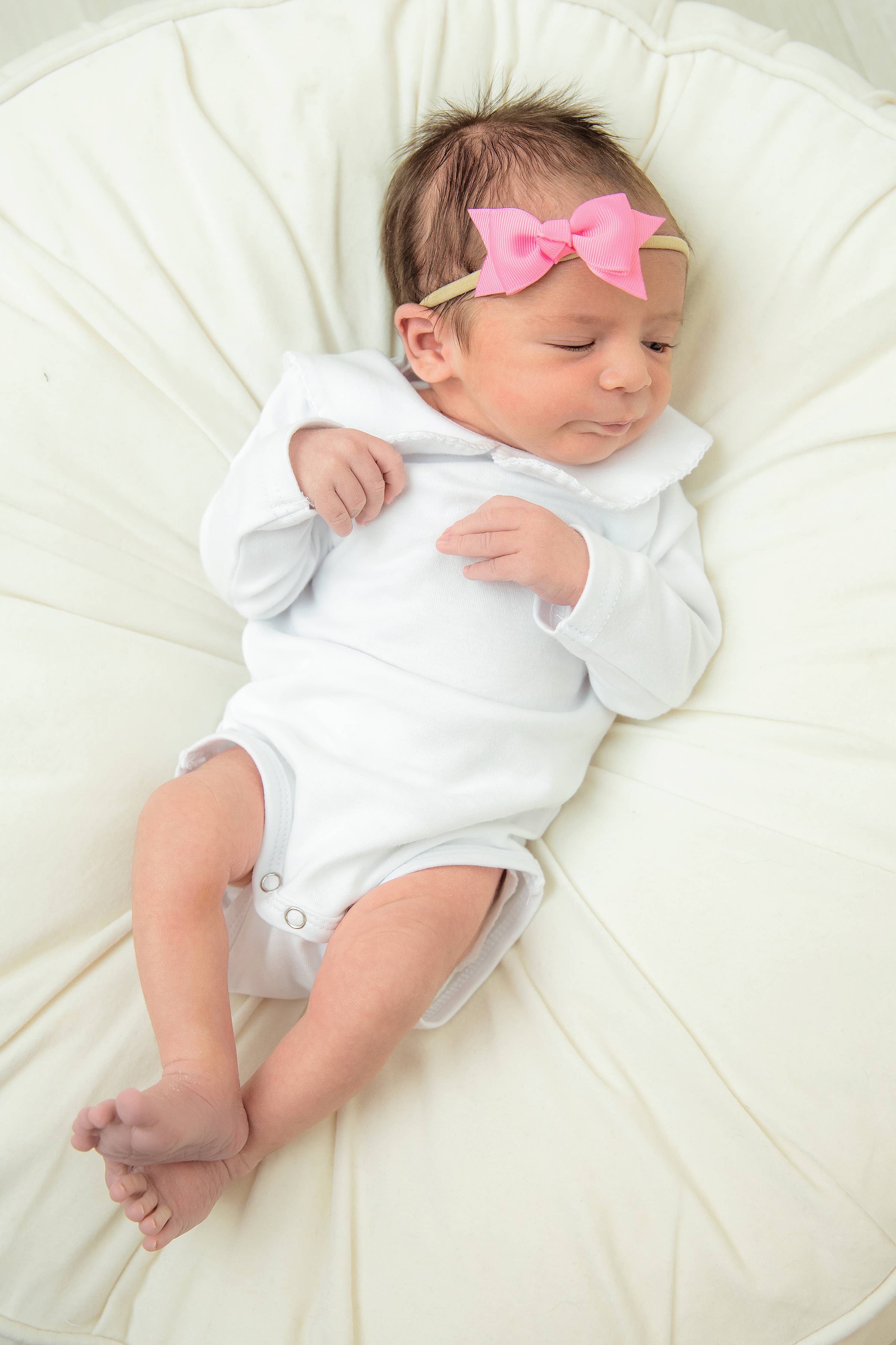 Long Sleeve Bodysuit with Crochet - White