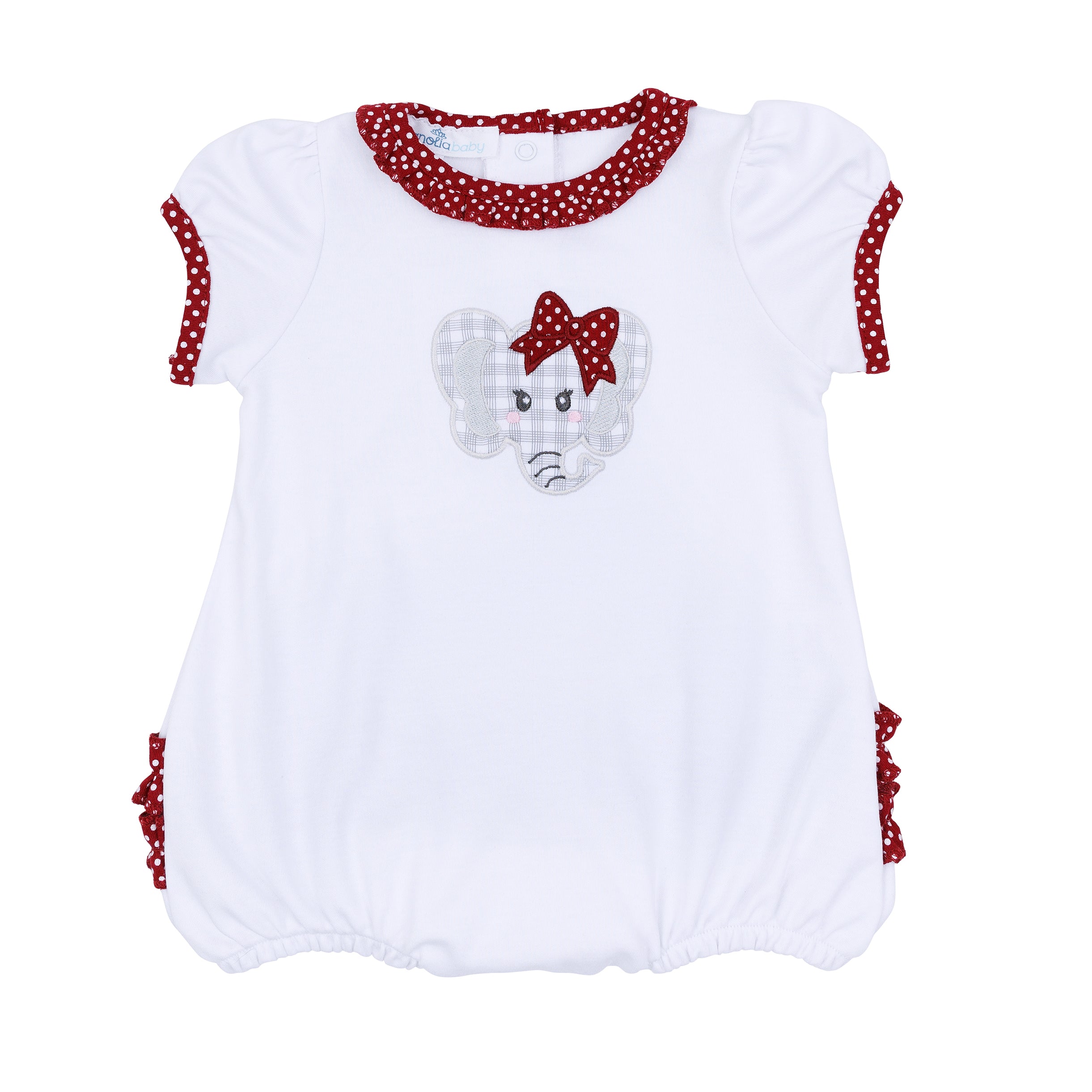 Crimson Cutie Applique Ruffle Short Sleeve Bubble