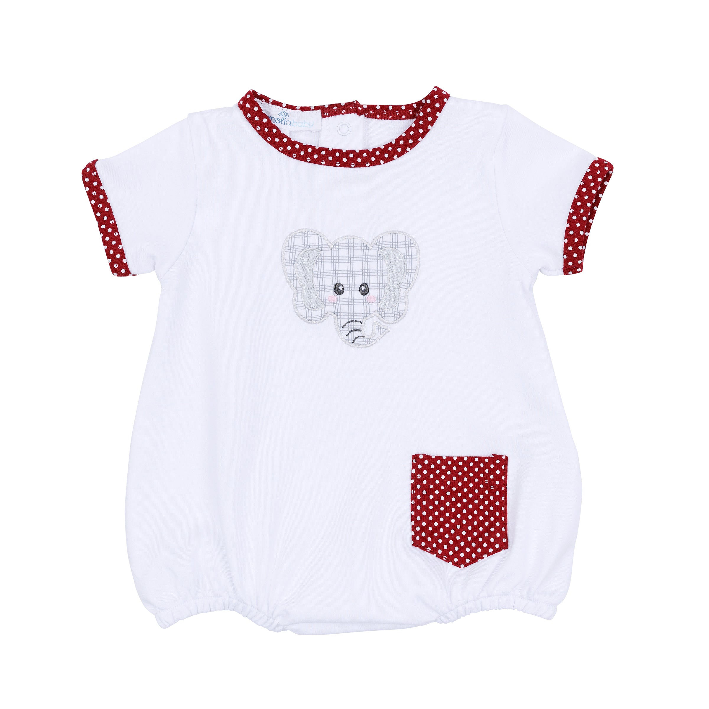 Crimson Cutie Applique Short Sleeve Boy Bubble