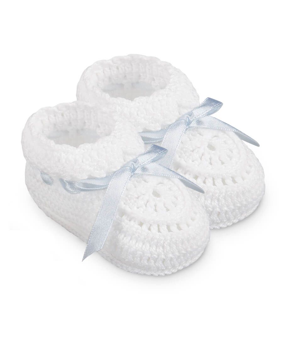 Hand Crochet Ribbon Bootie-1 Pair
