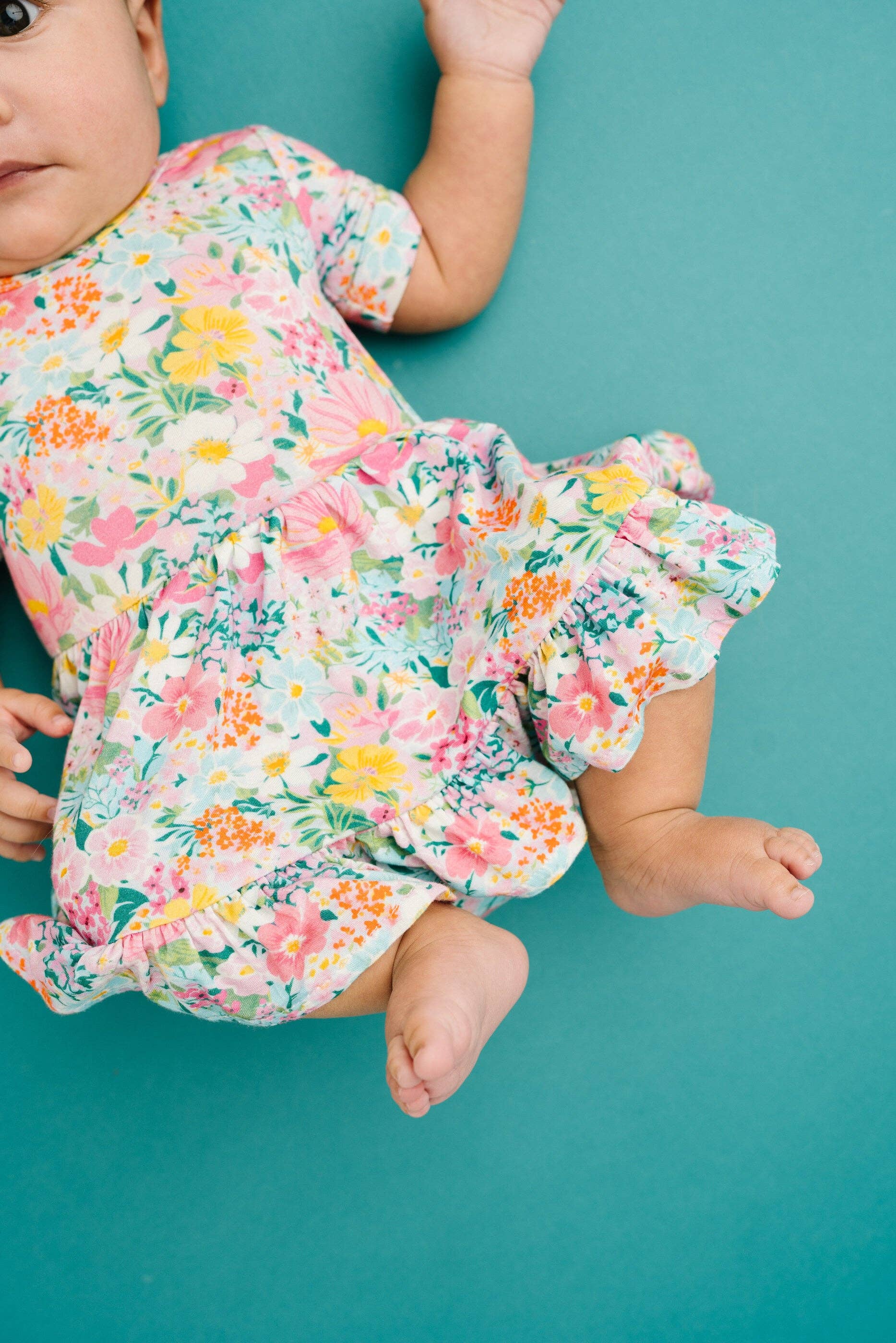 Garden Glow Short Sleeve Bodysuit Bamboo Dress