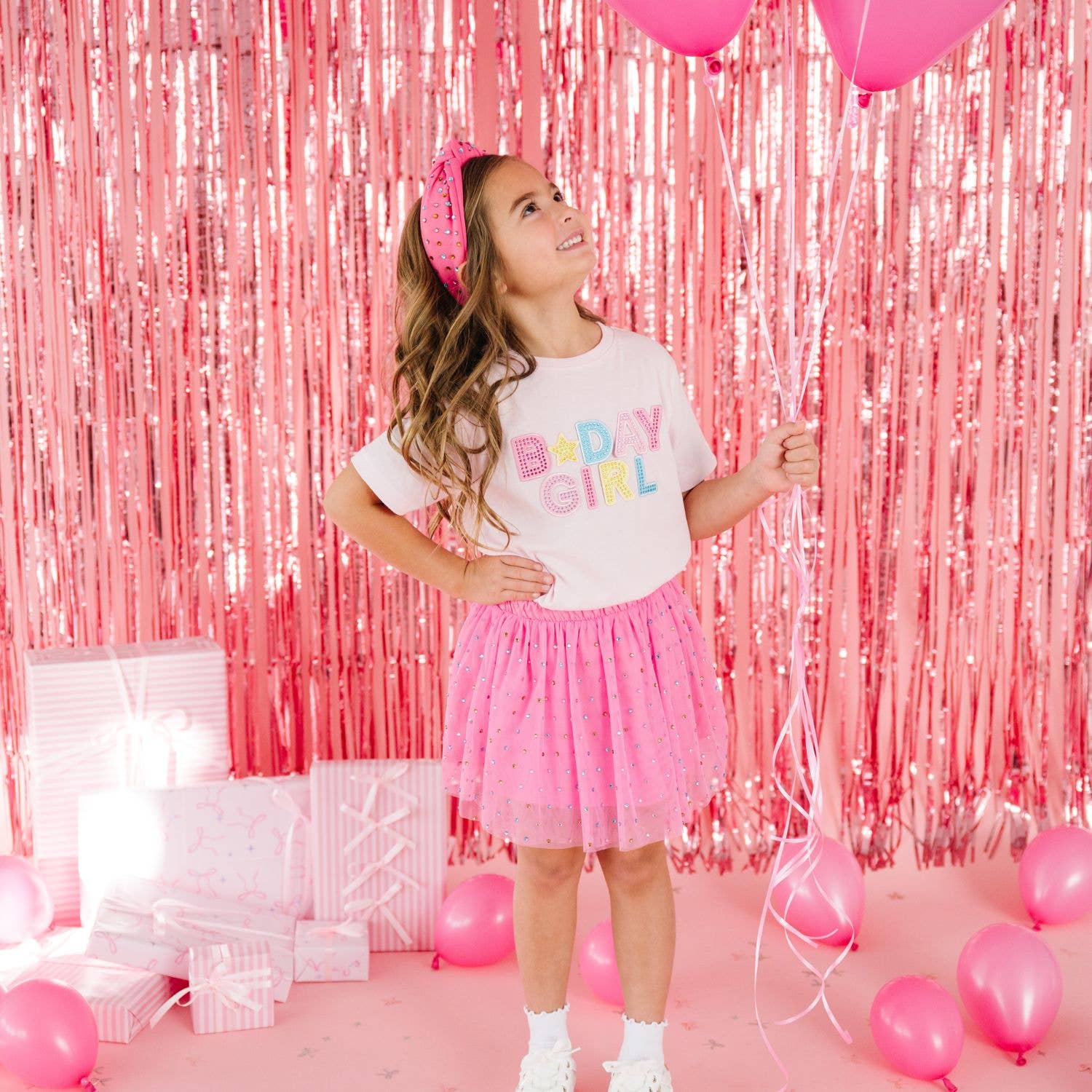Birthday Girl Rhinestone Patch Short Sleeve T-Shirt - Kids