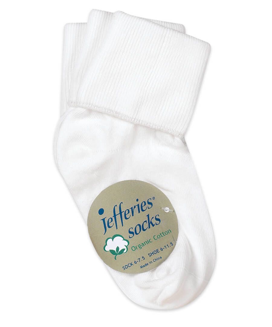 Smooth Toe Organic Cotton Turn Cuff Socks-3 Pair Pack