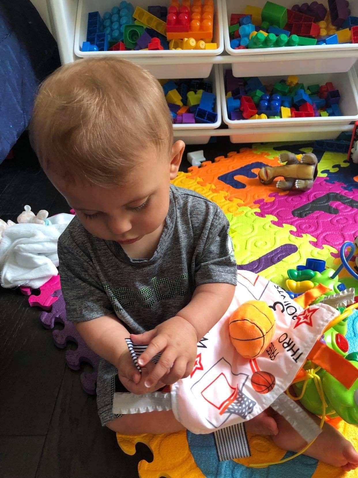 Basketball Baby Learning Lovey Tag Stroller Toy 10" x 10"