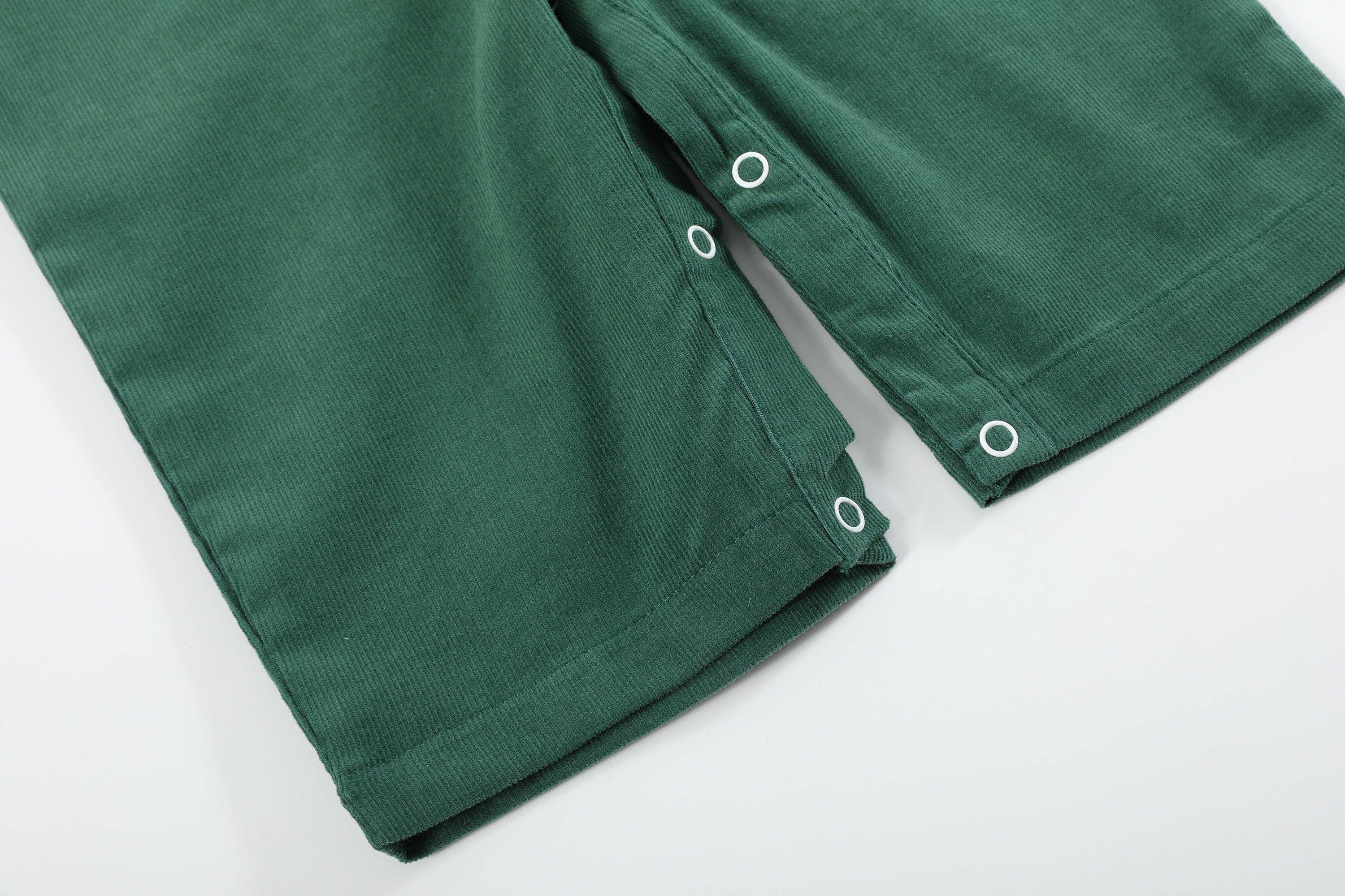 Green Corduroy Santa Smocked Overalls