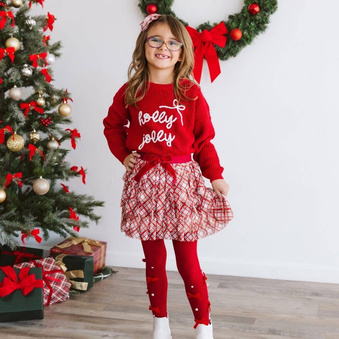 Christmas Plaid Bow Tiered Tutu