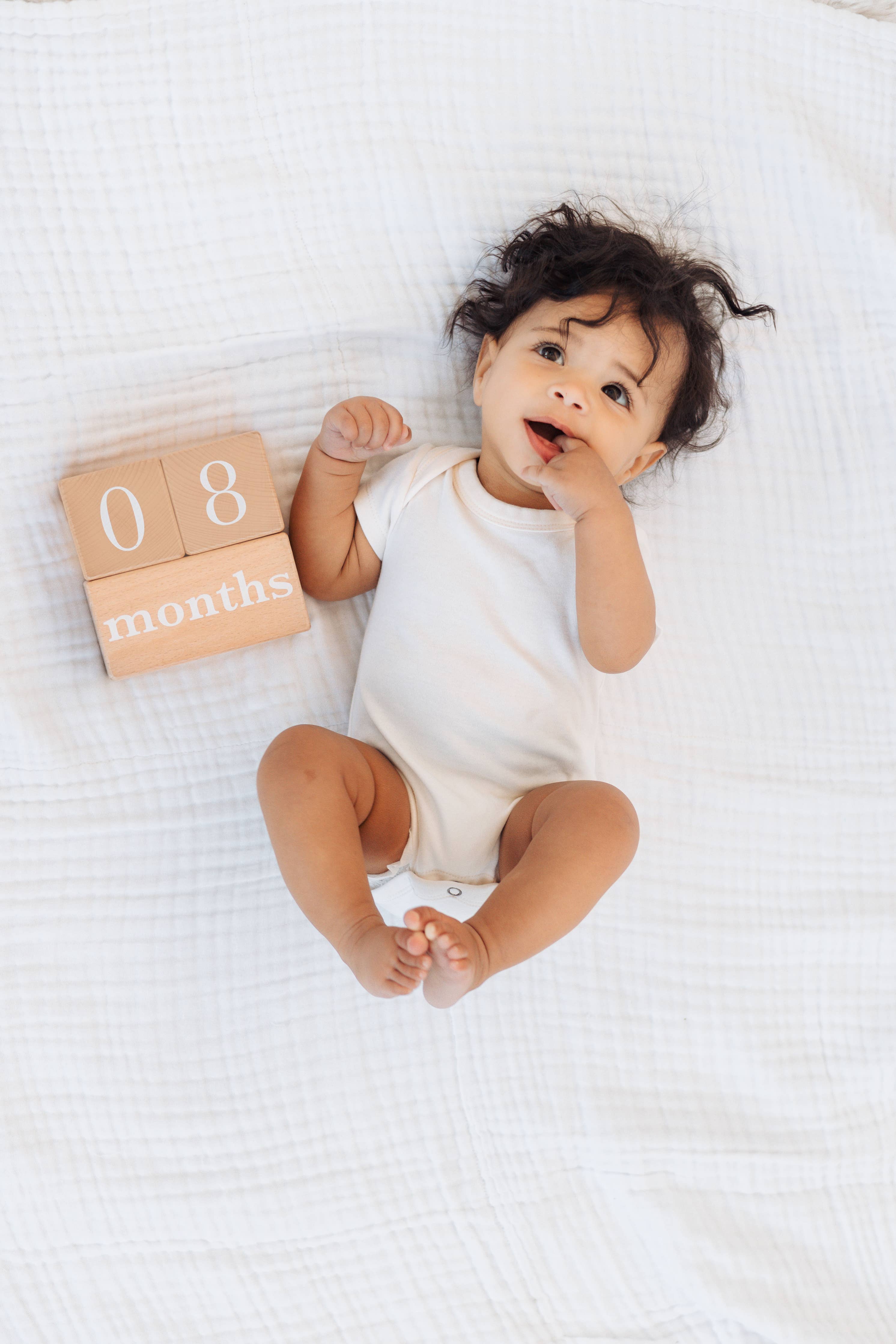Natural Wooden Milestone Blocks Photo Prop
