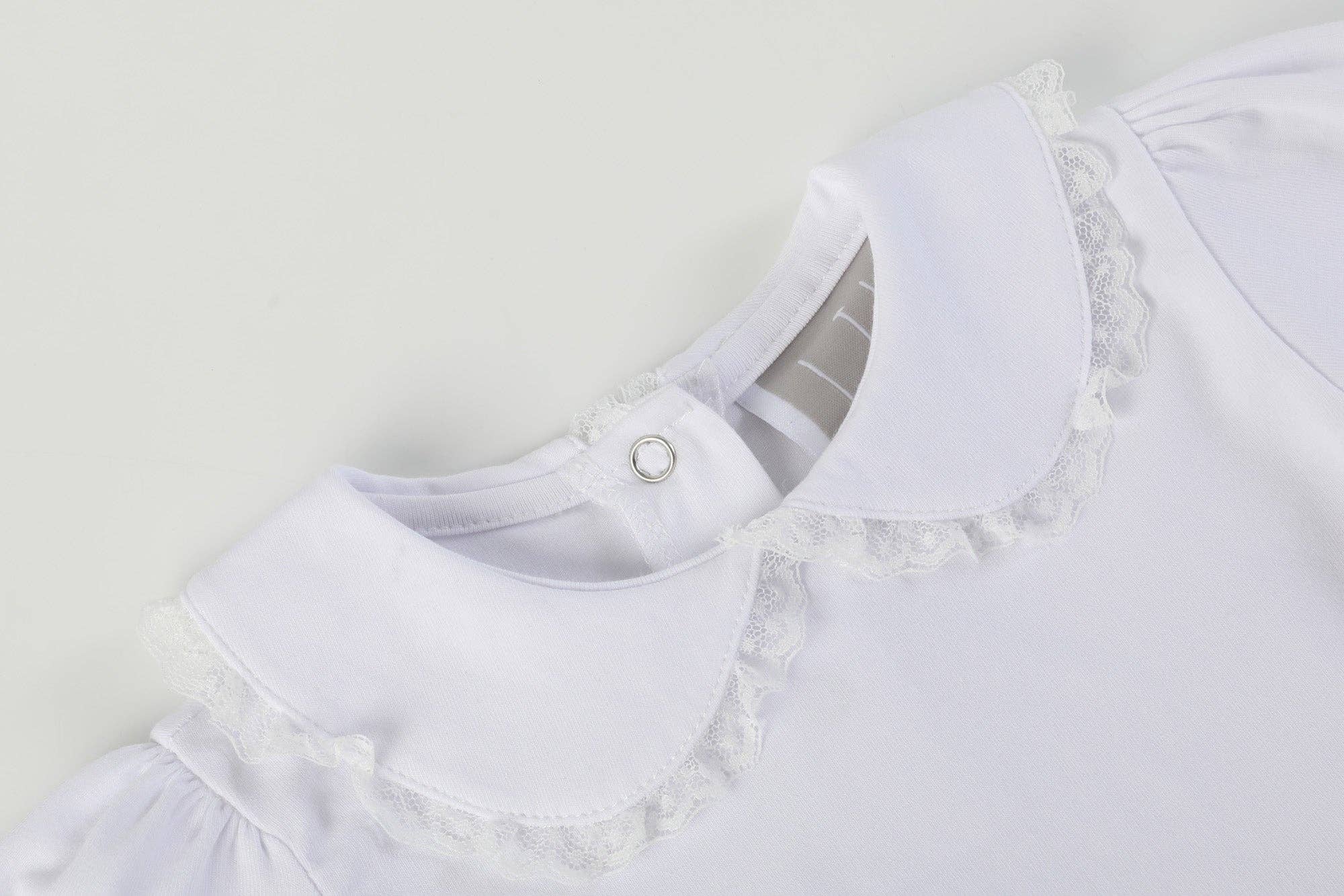 White Lace Collared Girls Long Sleeve Bodysuit Romper