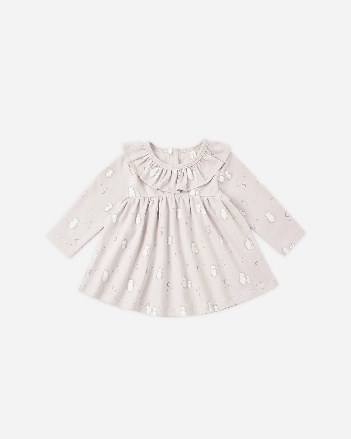 Ruffle Collar Jersey Dress Owls