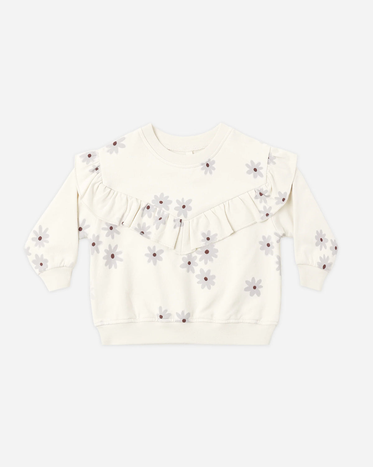 Ruffle Fleece Sweatshirt || Blue Daisy