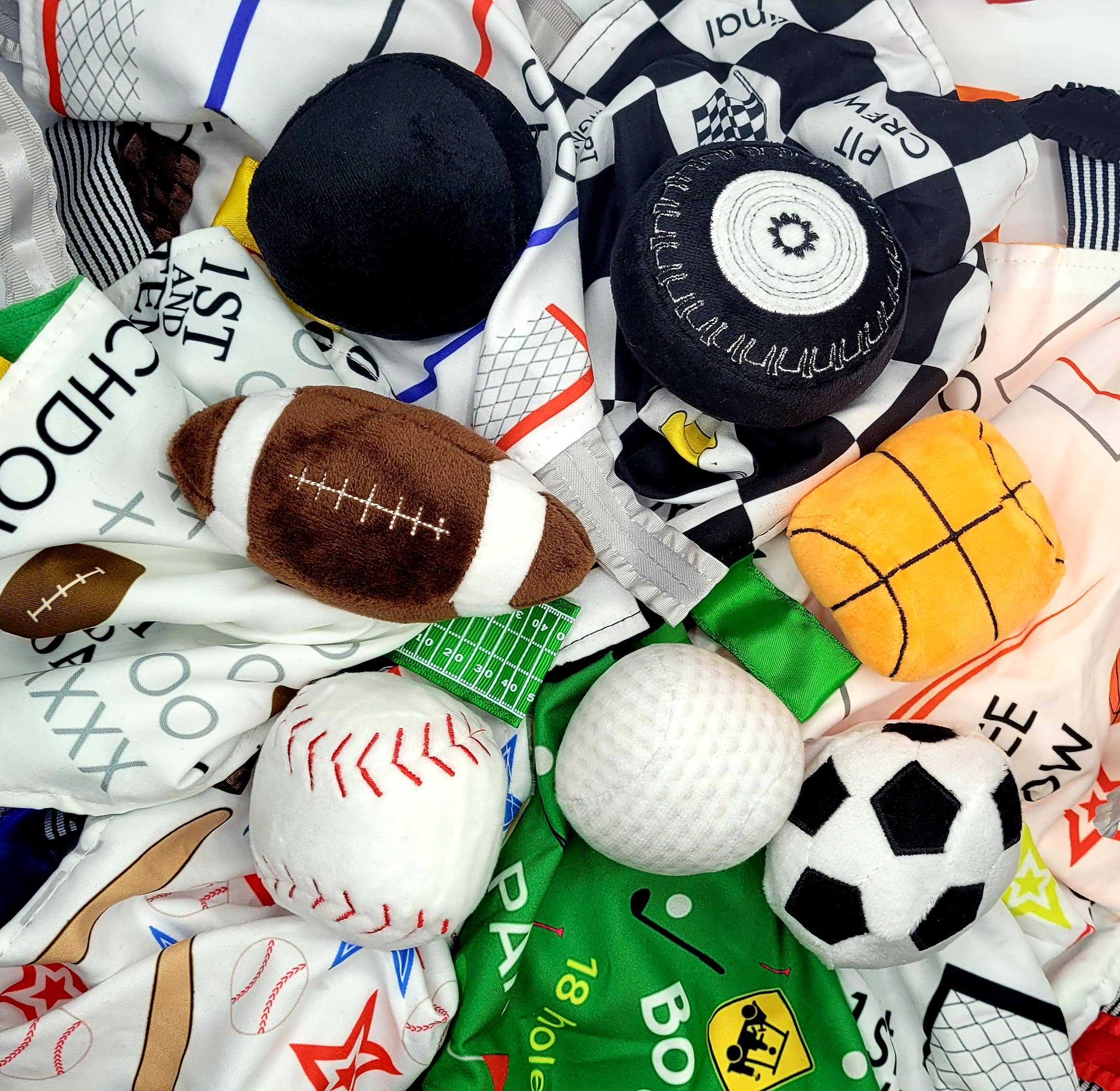 Basketball Baby Learning Lovey Tag Stroller Toy 10" x 10"