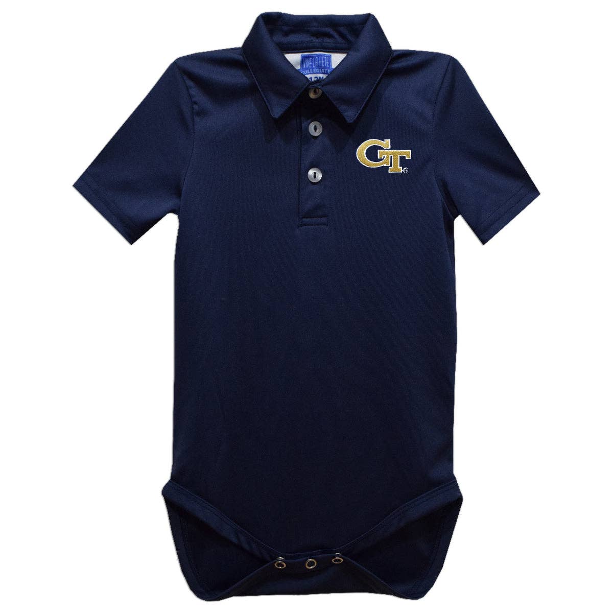 Georgia Tech Yellow Jackets Embroidered Navy Solid Knit Polo Bodysuit
