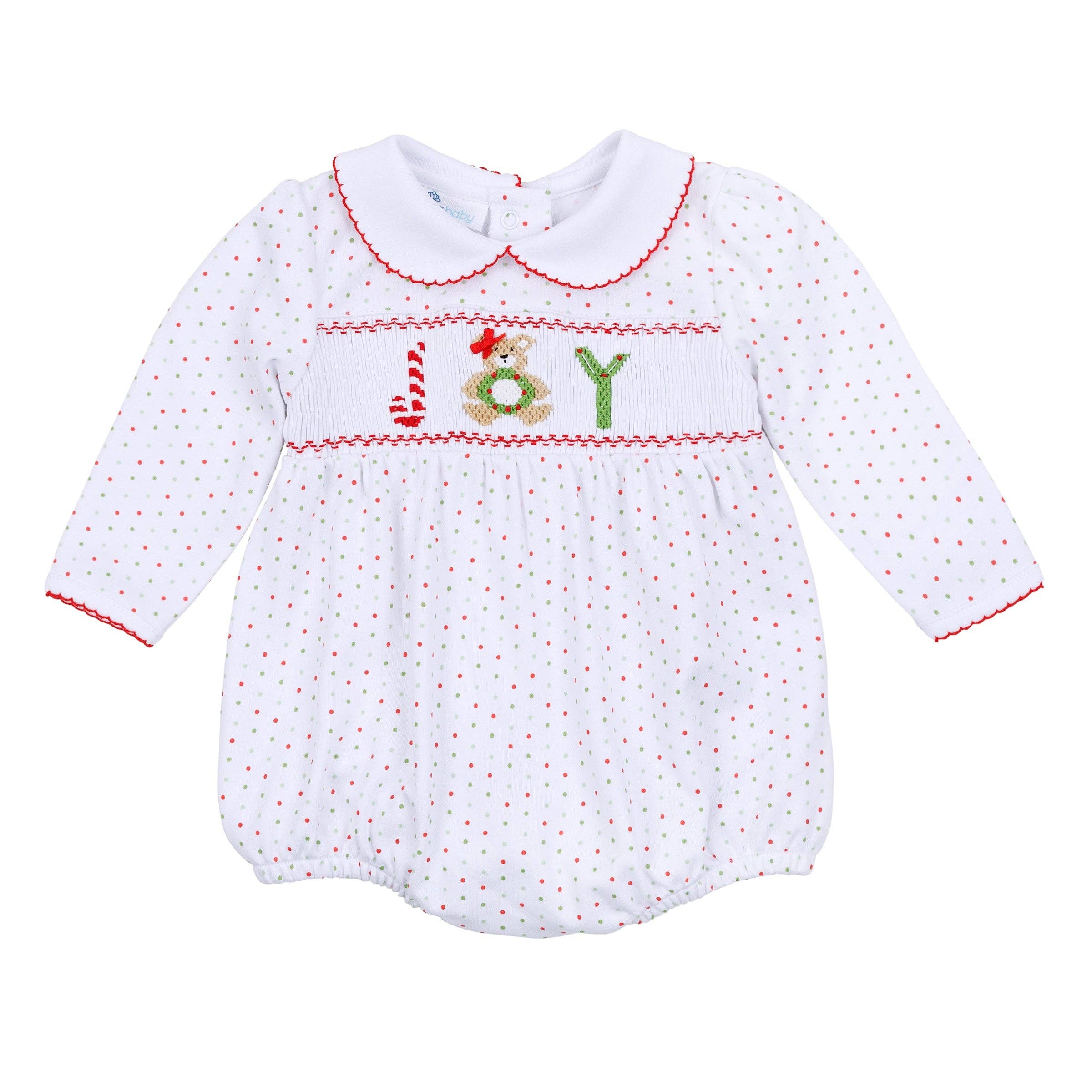 Christmas Joy Classics Smocked Long Sleeve Bubble