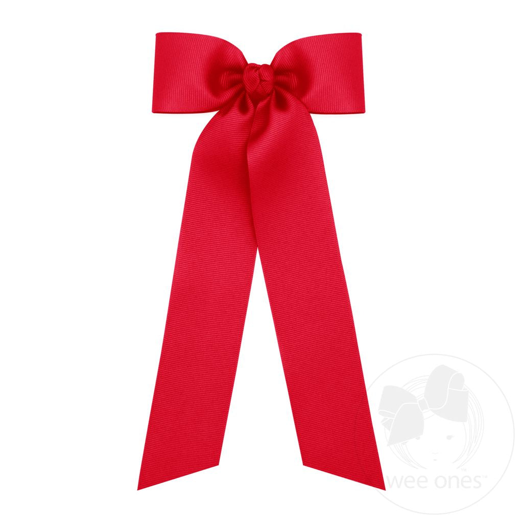 Medium Grosgrain Hair Bowtie with Knot Wrap and Streamer Tails