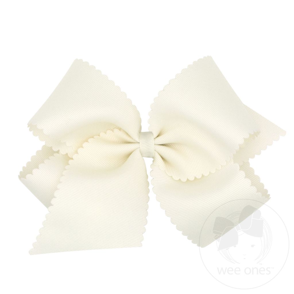 Medium Grosgrain Hair Bow with Scalloped Edge