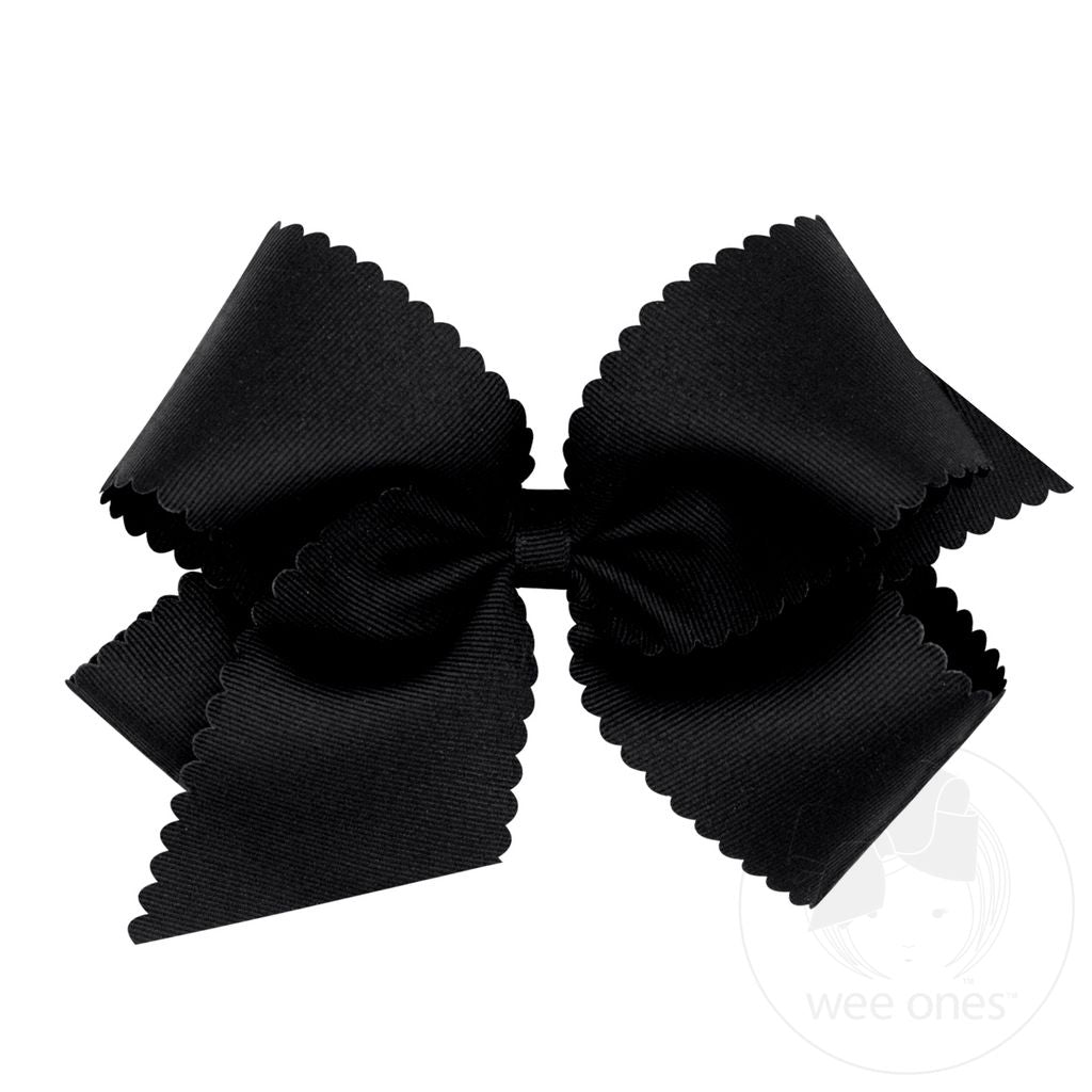 Medium Grosgrain Hair Bow with Scalloped Edge