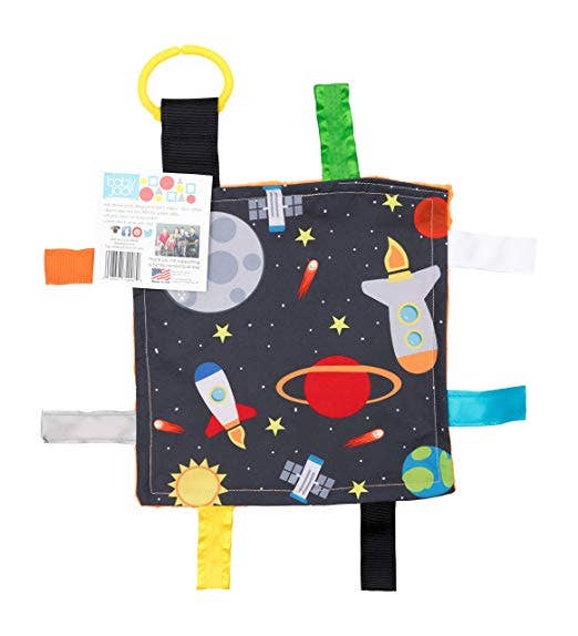 Space Rockets Crinkle Tag Square 8x8 Baby Teach @ Home Toy