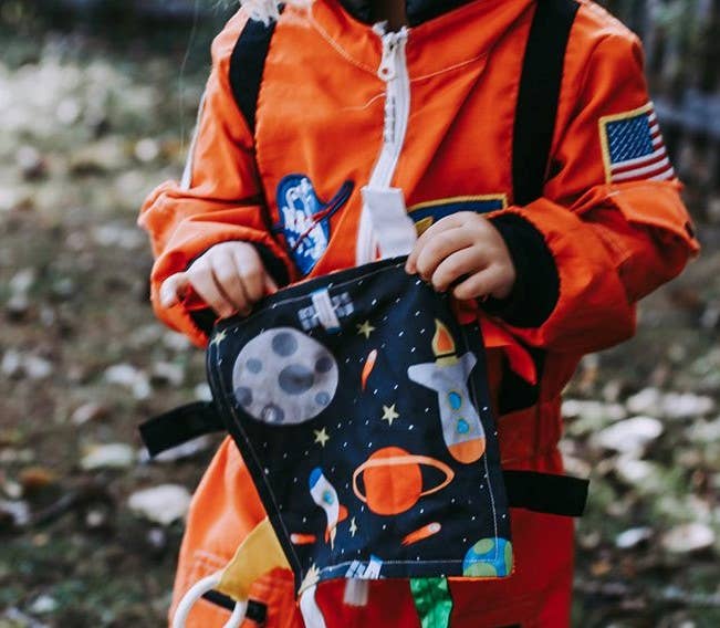 Space Rockets Crinkle Tag Square 8x8 Baby Teach @ Home Toy