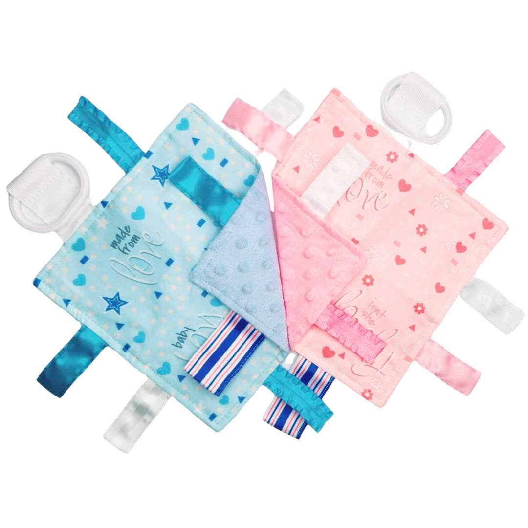 Baby Boy Newborn Hospital Blanket Blue Pink Tag Lovey Toy