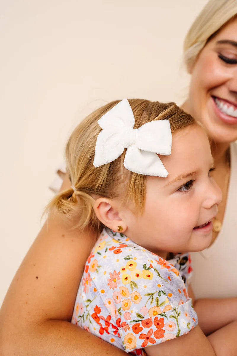 Velvet- Ivory Bow Clip