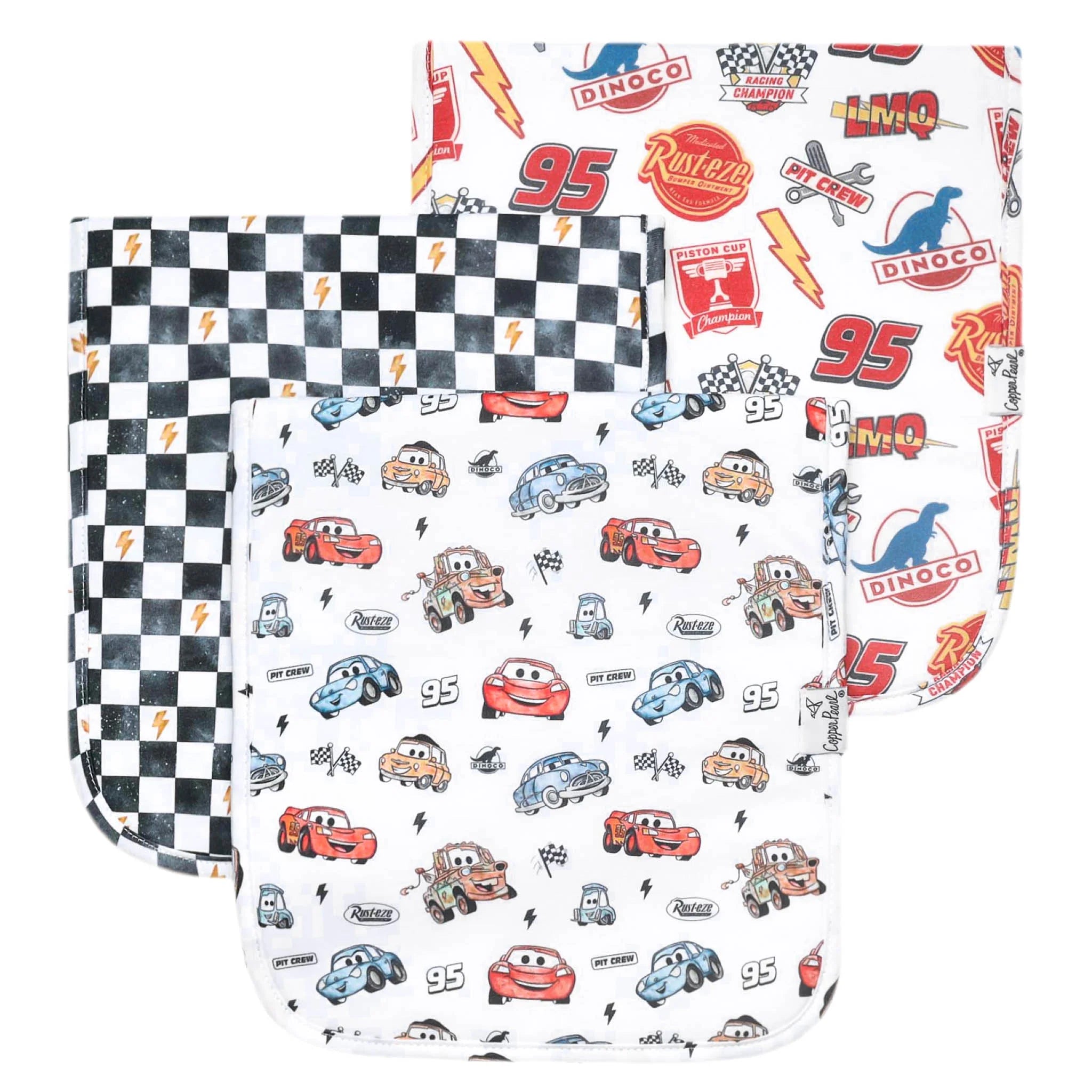3 Pack Premium Burp Cloths - Disney Pixar Cars