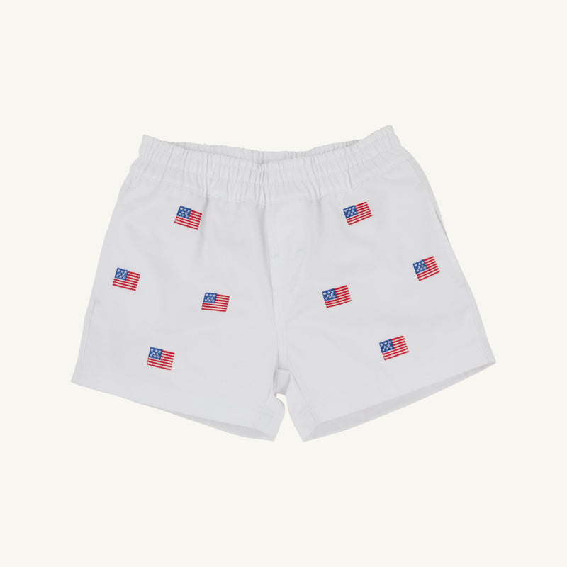 Critter Sheffield Shorts - Worth Ave White with American Flags