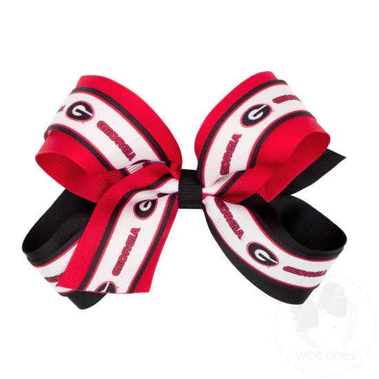Large Georgia Logo Ribbon Underlay Hair Bow