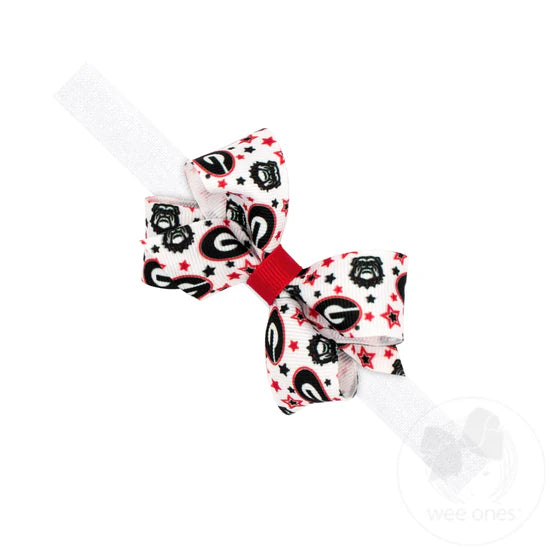 Mini Georgia Logo Print Hair Bow on Baby Band