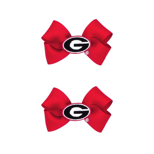 Mini Bow Pair w/Patch Georgia Bulldog
