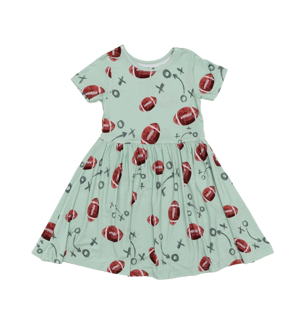 Short Sleeve Twirl Dress-Touchdown!