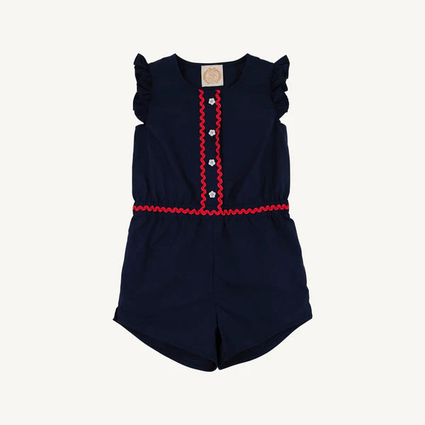 Marion Rose Romper-Nantucket Navy with Richmond Red