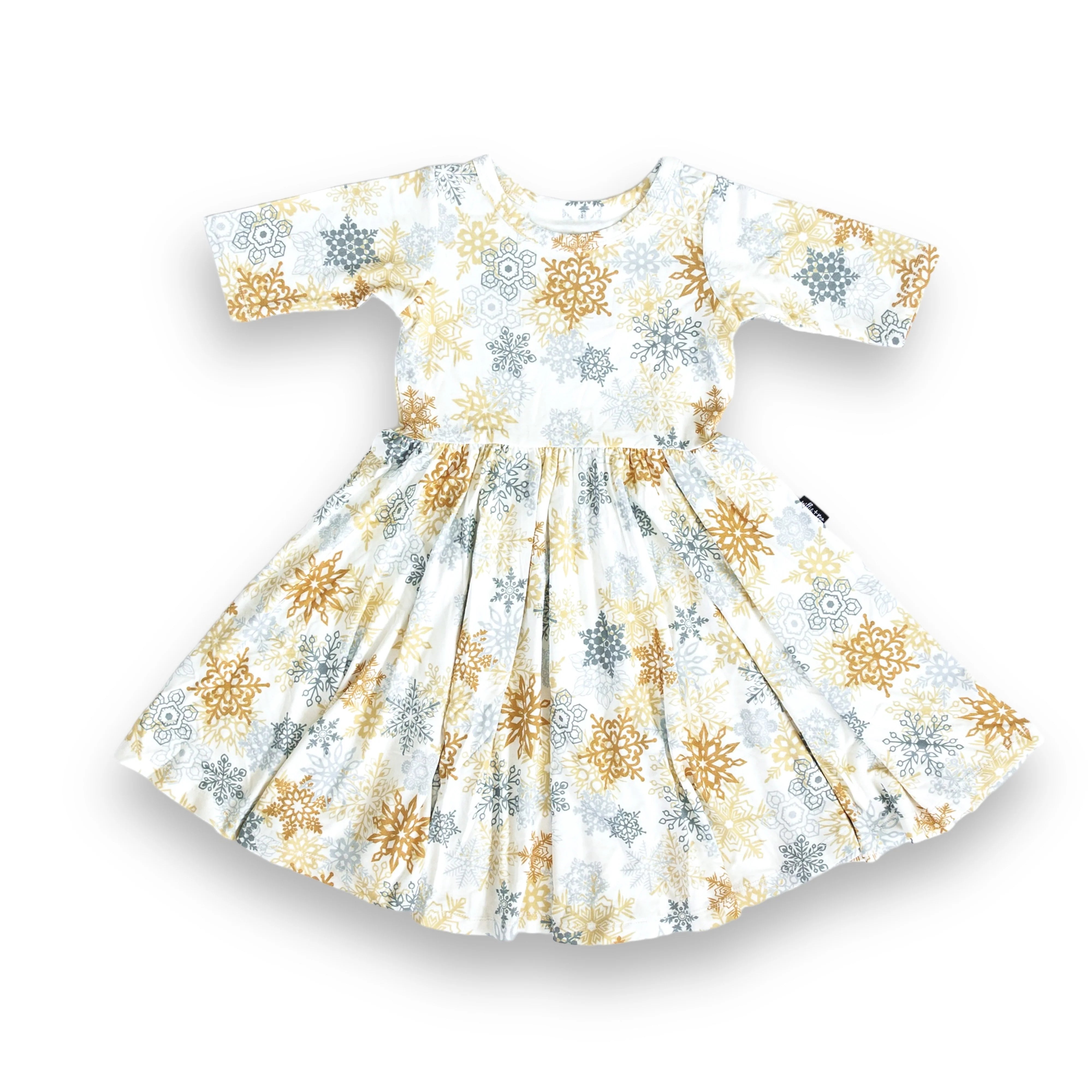 Snowflake-Mid Sleeve Twirl Dress