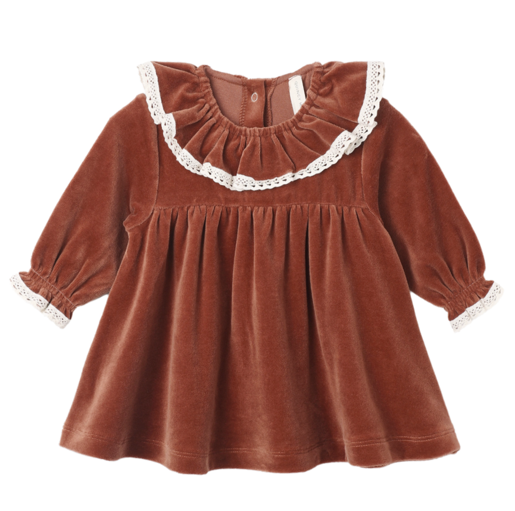 Velour Baby Dress Redwood