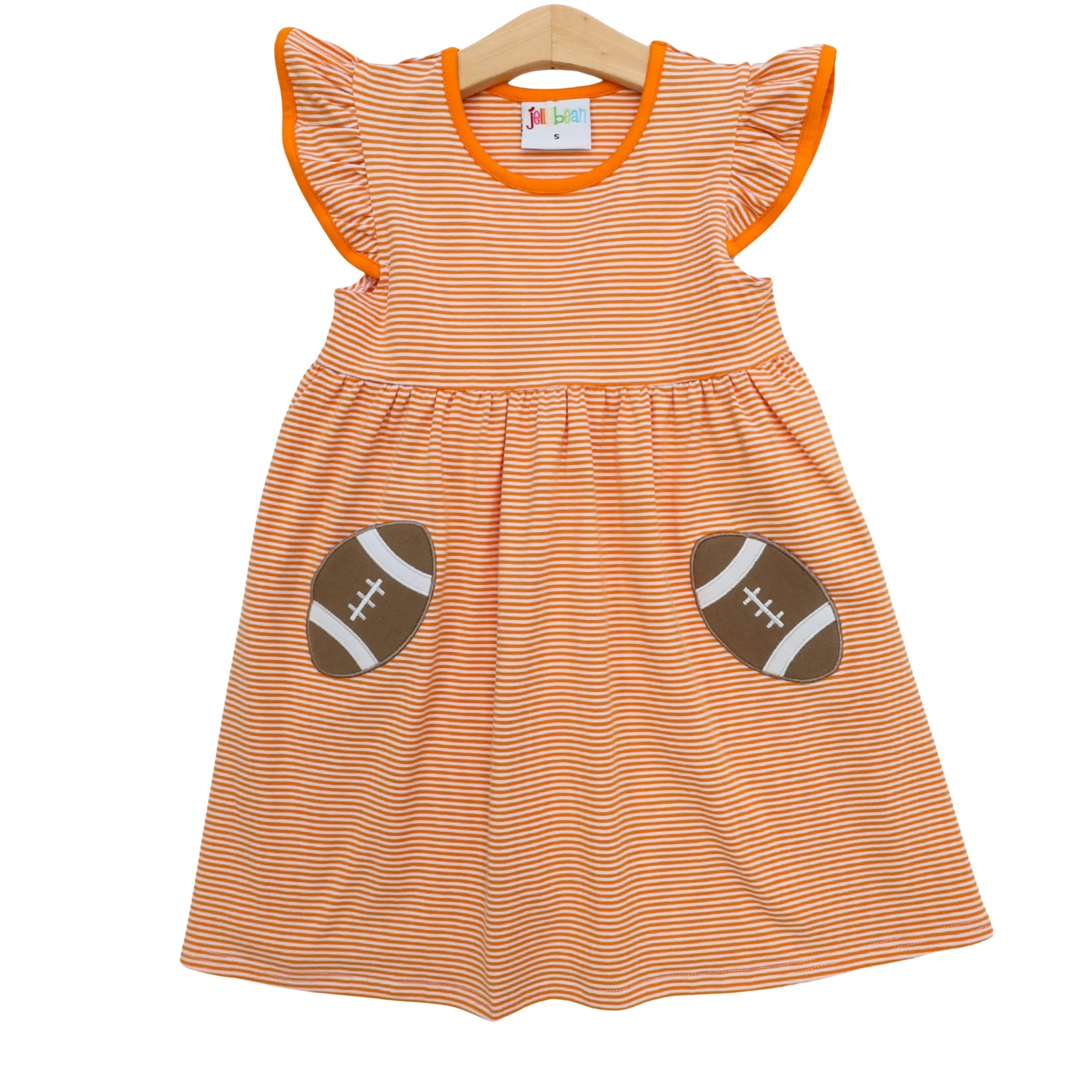Let's Cheer! Football Pocket Dress- Orange Stripe