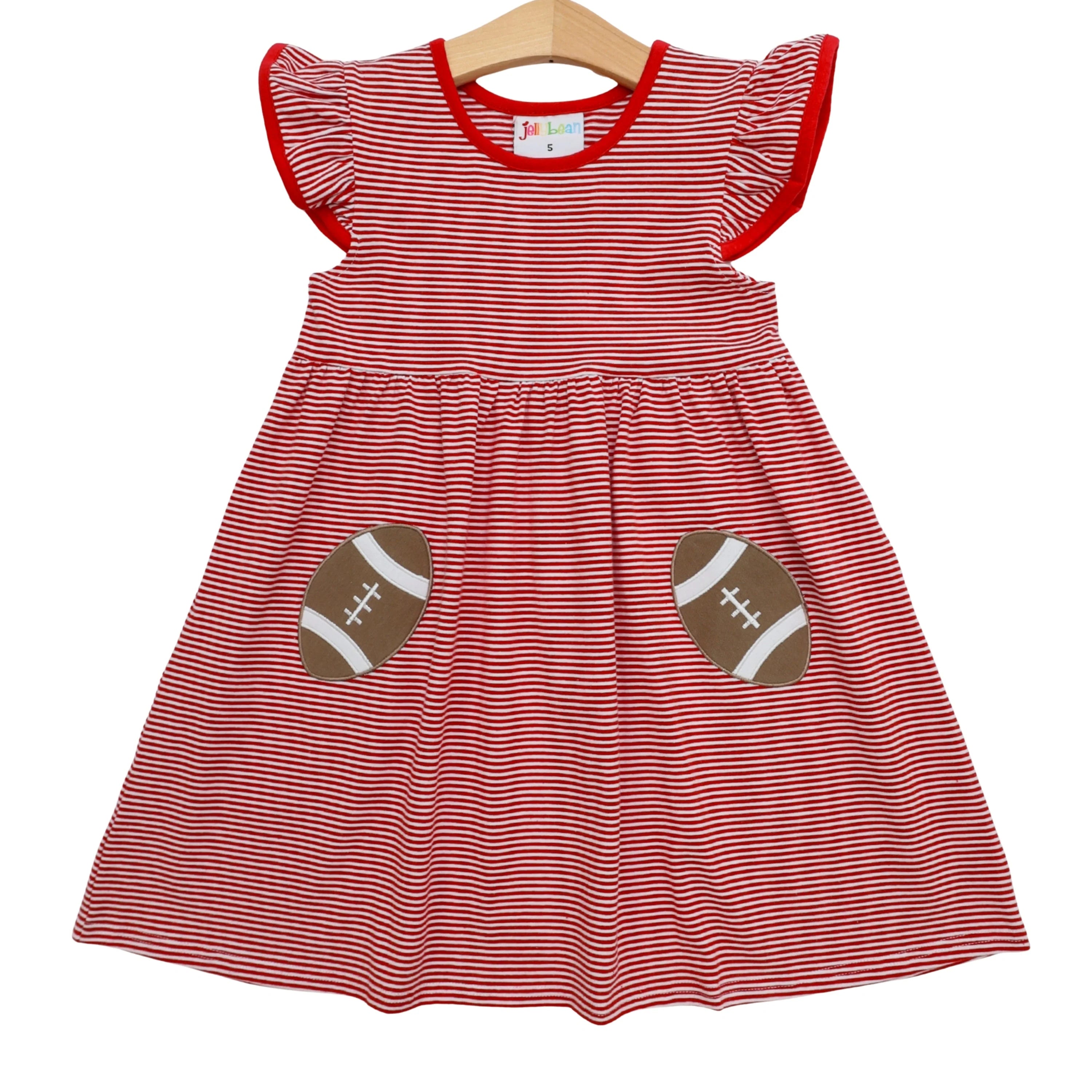 Let's Cheer! Football Pocket Dress- Red Stripe