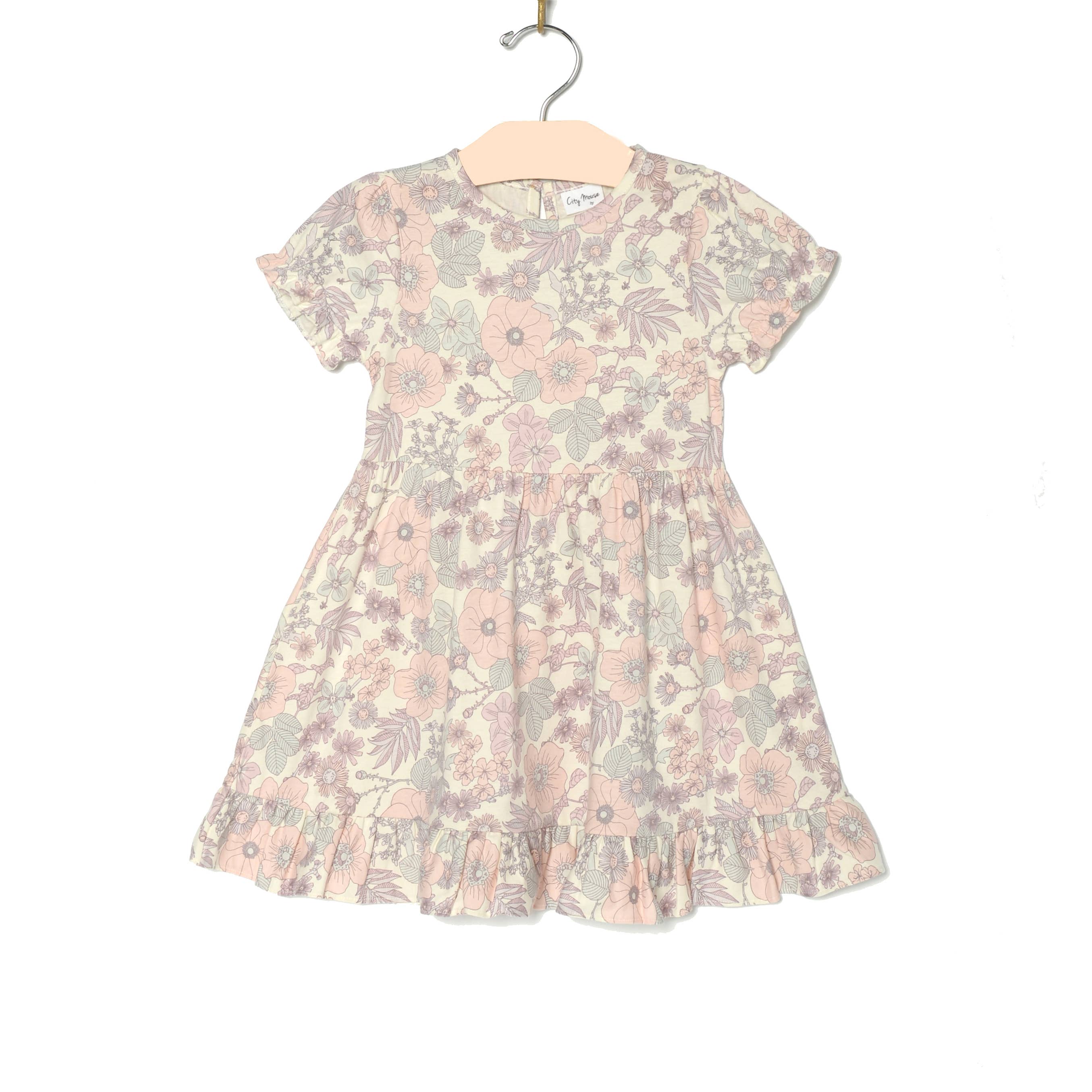 Flutter Puff Sleeve Dress- Vintage Floral