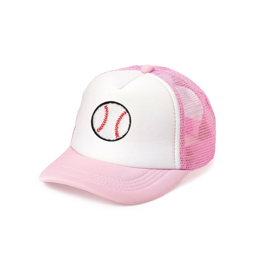 Baseball Patch Trucker Hat Kids Spring Hat Sports Pink