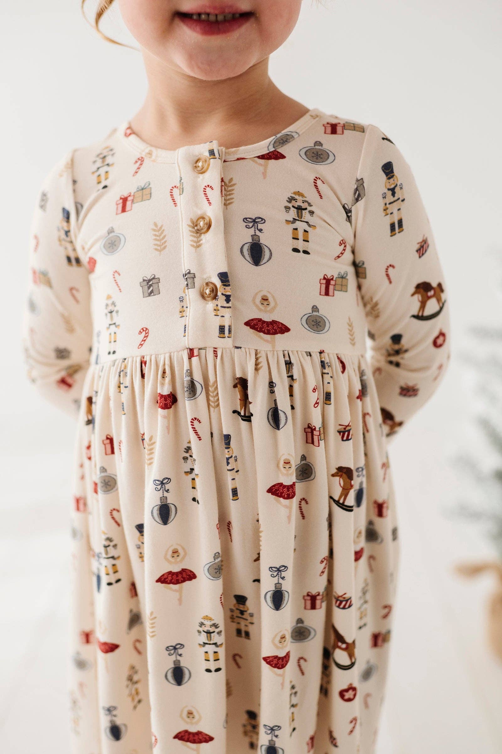 Long Sleeve Henley Dress Bamboo