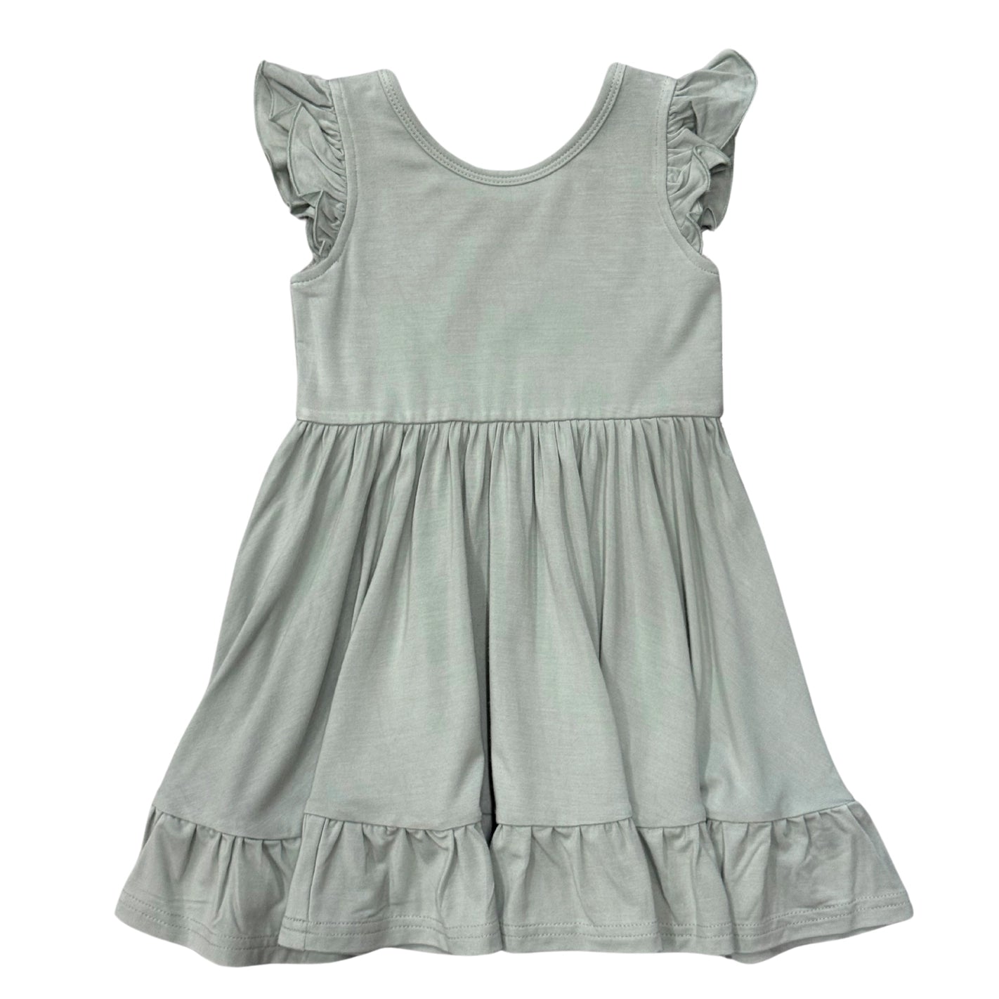 Girl's Sleeveless Twirl Dress- Aqua Grey