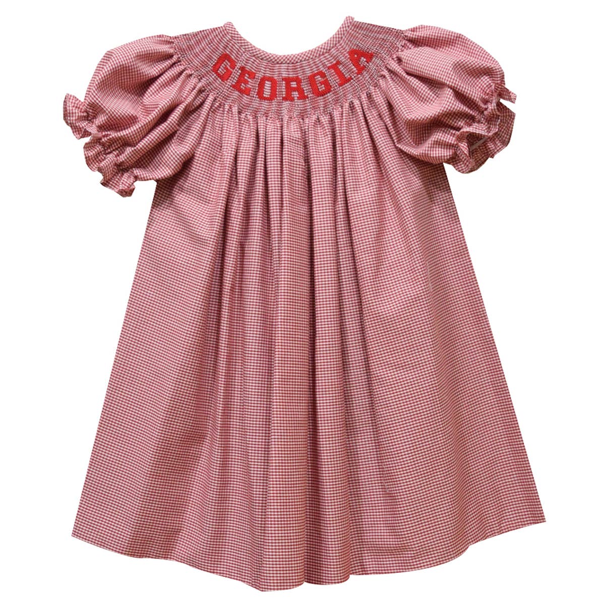 Georgia Smocked Gingham Short Sleeve Bishop