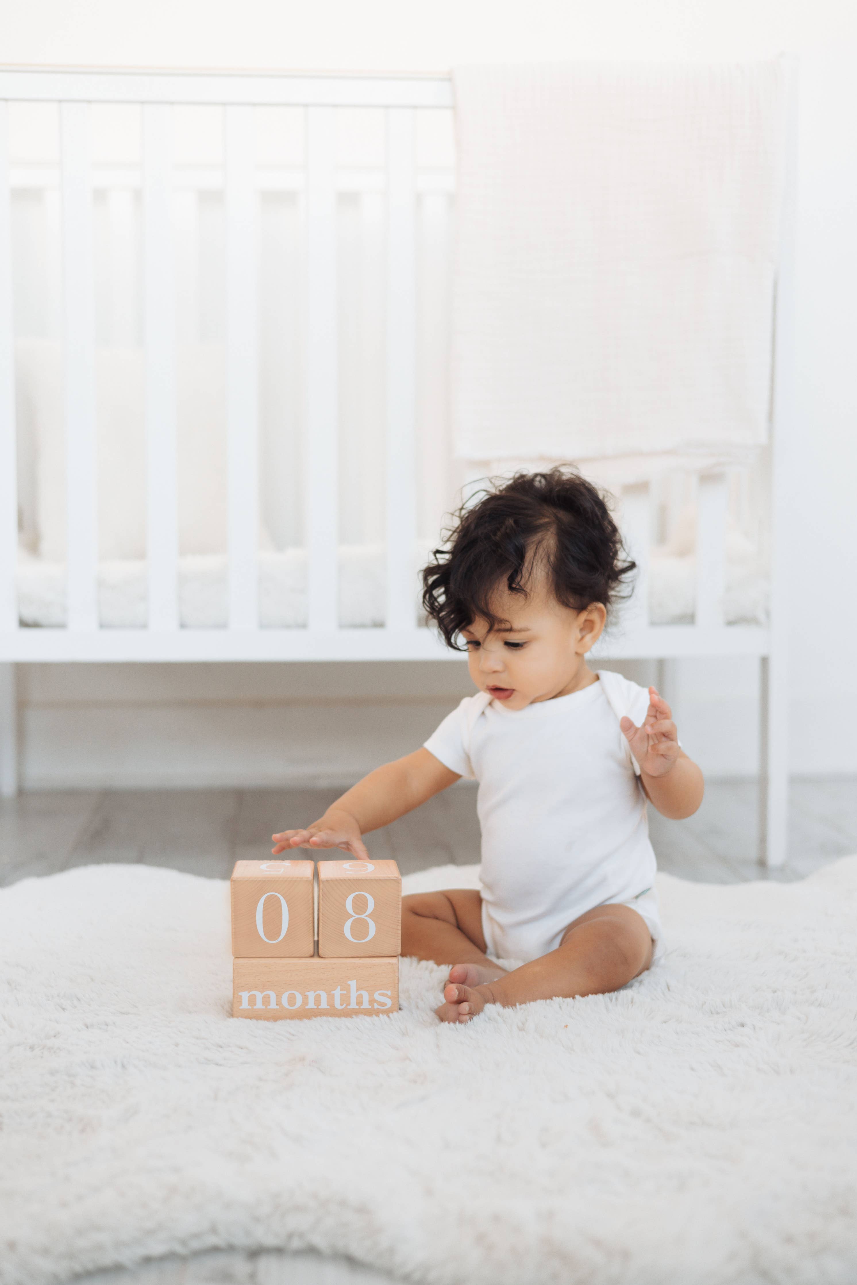 Natural Wooden Milestone Blocks Photo Prop