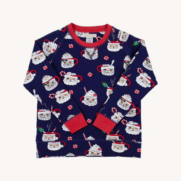 Cassidy Comfy Crewneck-Keeping Spirits Bright (Nantucket Navy) with Richmond Red