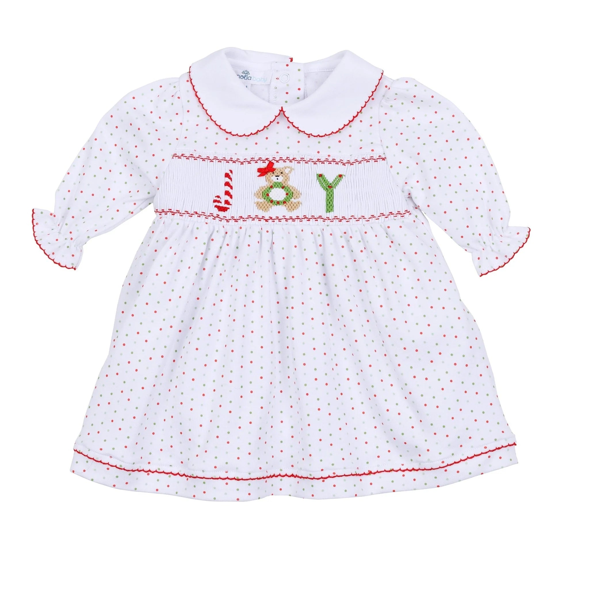 Christmas Joy Classics Smocked Long Sleeve Dress