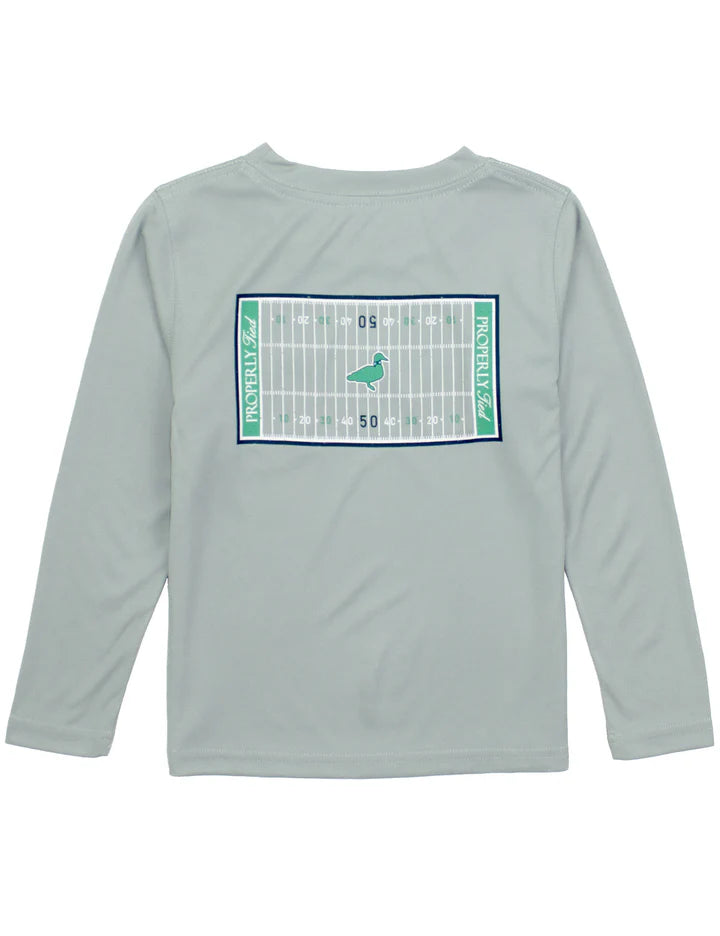 Boys Performance Tee LS Football Field Chrome Grey